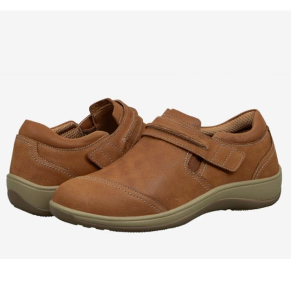 OrthoFeet Solerno 816 Leather Comfort Shoes Camel Women's 12 Extra Wide 2E